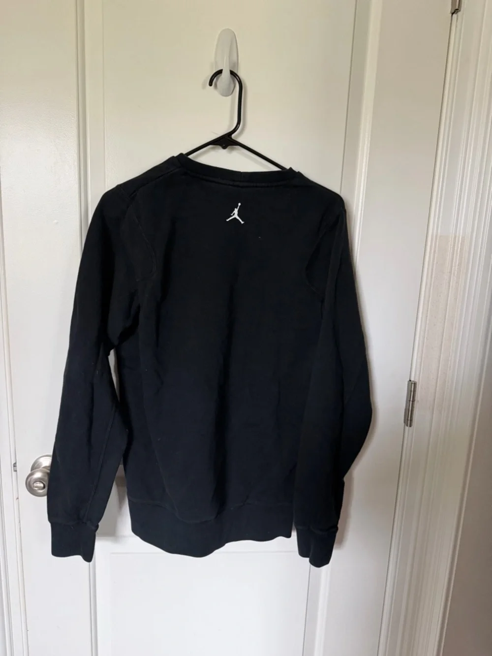 Jordan Brand Jumpman Black Crewneck Sweatshirt - Tonal Satin Logo - Men’s Size M